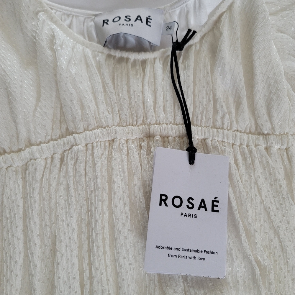 Rosae Paris Le Delaunay Smocked Blouse Ruffled Wrists Meringue, French Romantic - Picture 9 of 15